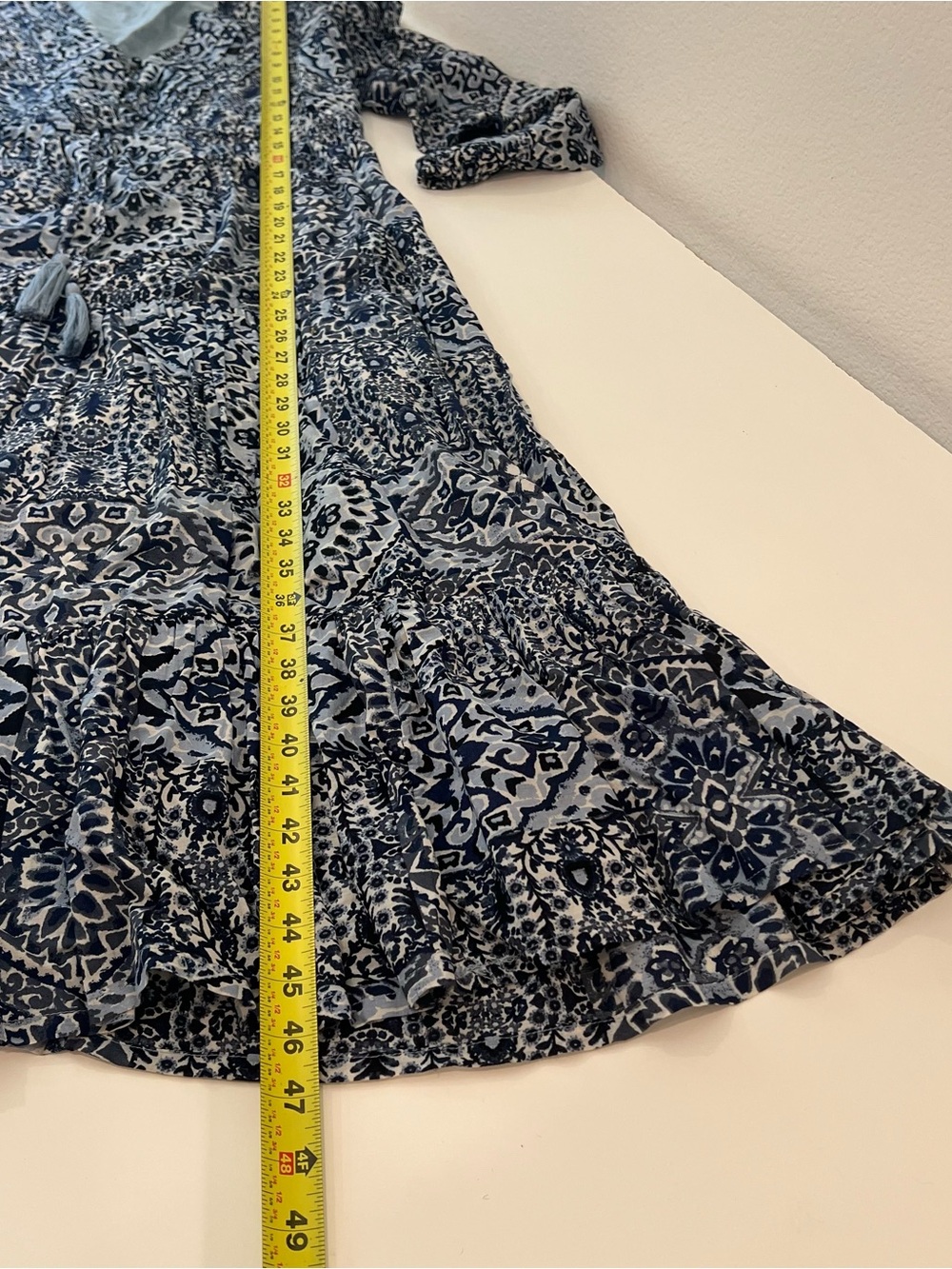 LUCKY BRAND BLUE FLORAL MIDI DRESS. SIZE Large bohemian summer party prairie - Picture 9 of 9